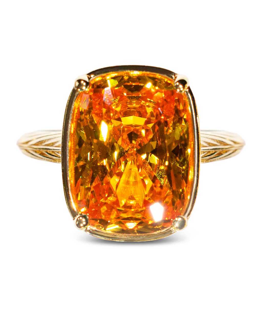 Sterling Silver Elongated Cushion Canary CZ Cocktail Ring