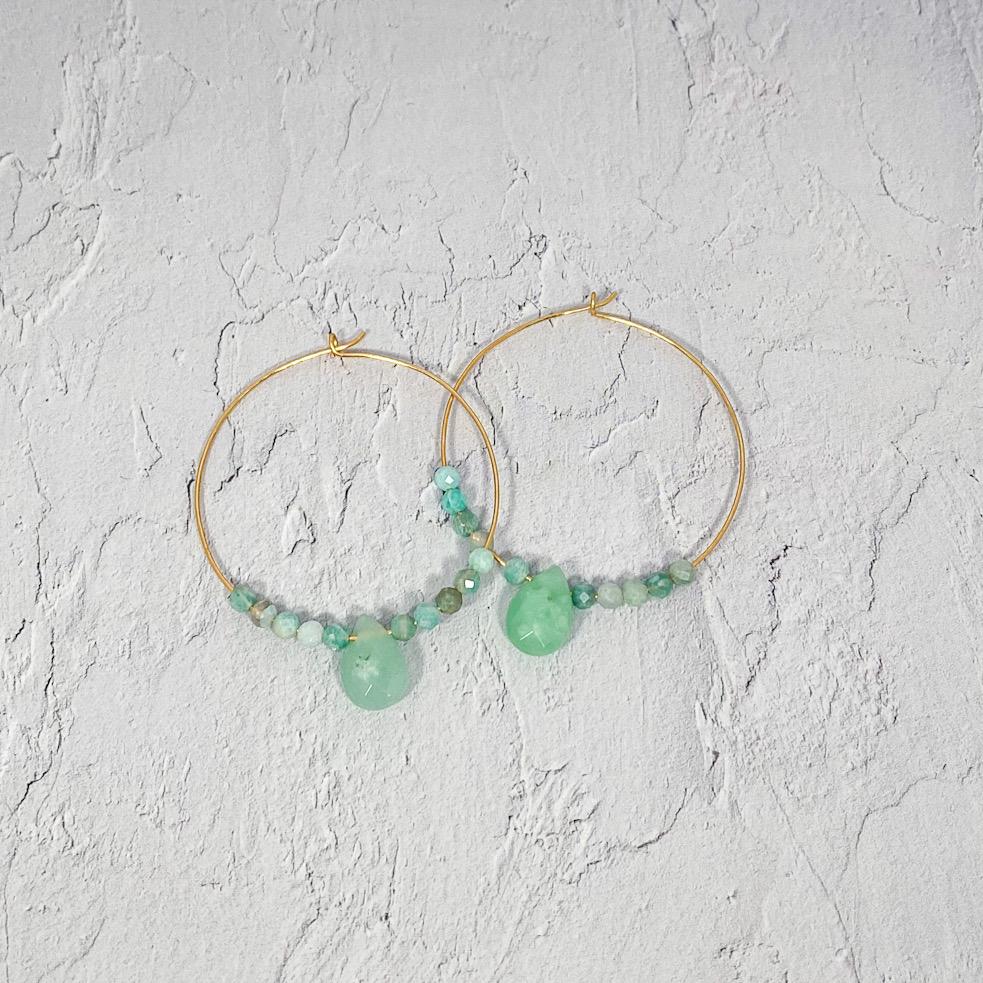 Amazonite 14K Gold Filled Hoop Earrings With Teardrop