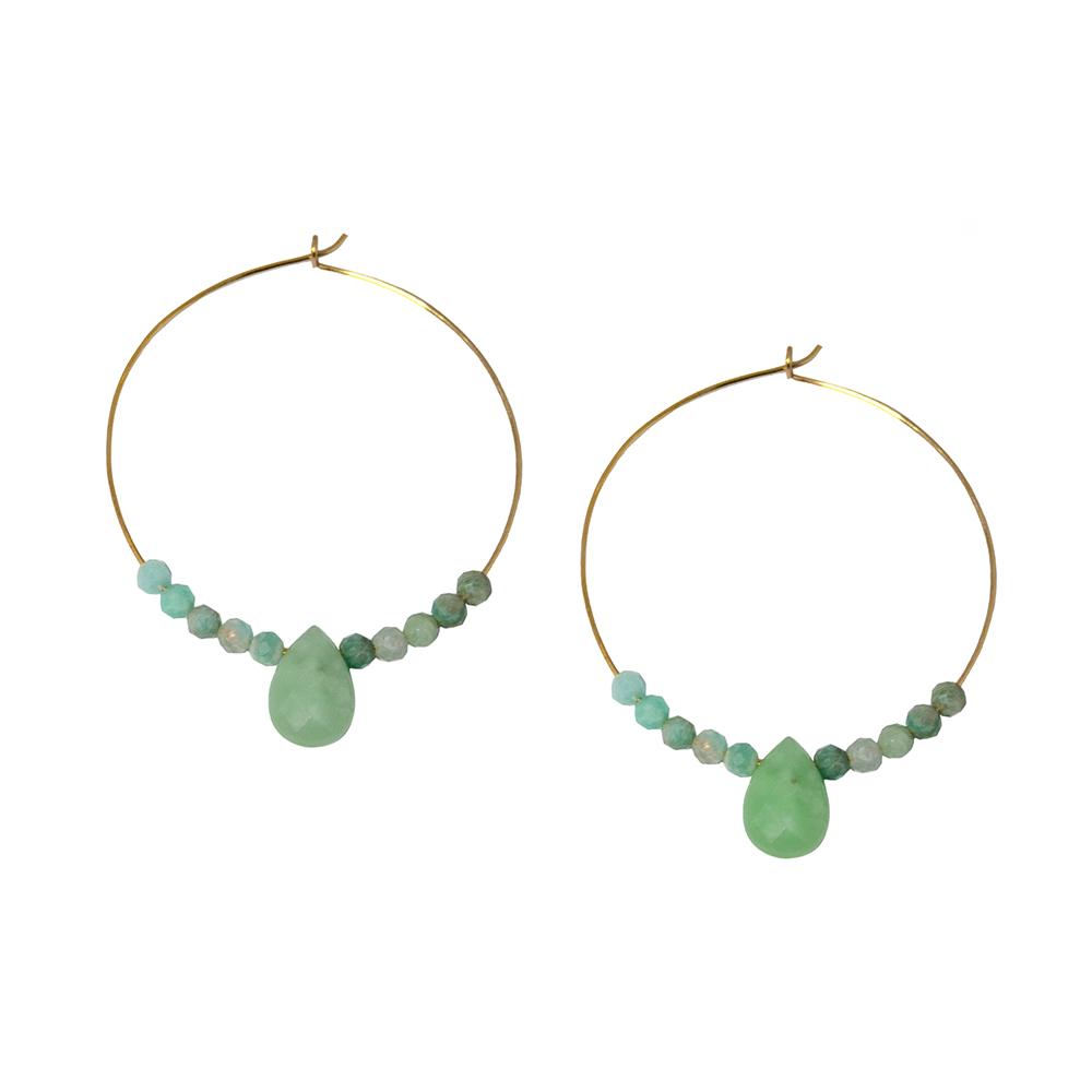 Amazonite 14K Gold Filled Hoop Earrings With Teardrop