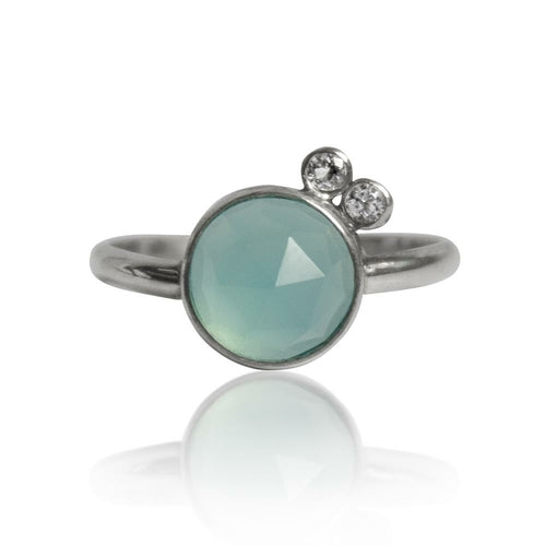 Aqua Chalcedony White Topaz Sterling Silver Ring Gemstone