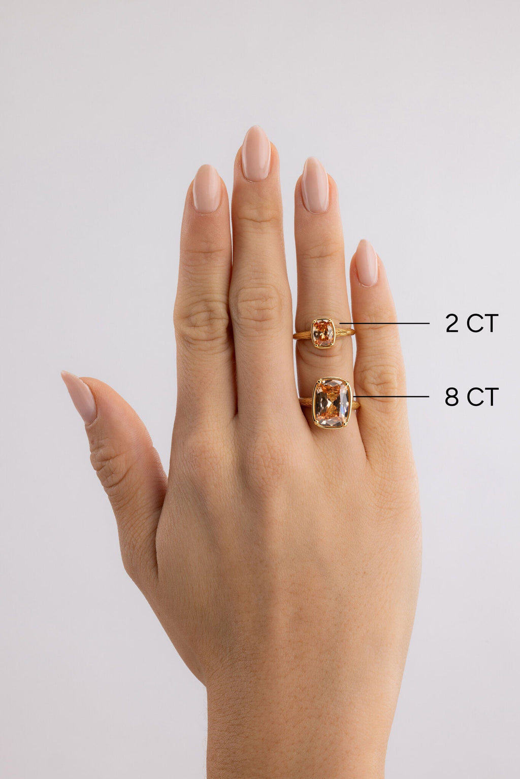 Sterling Silver Elongated Cushion Champagne CZ Cocktail Ring