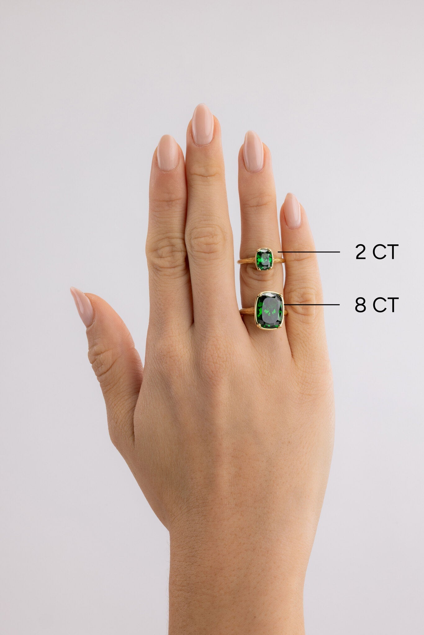 Sterling Silver Mini Emerald Elongated Cushion Ring