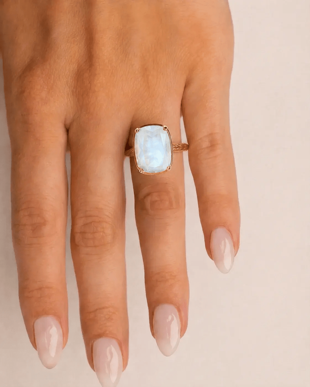 Sterling Silver Elongated Cushion Moonstone Cocktail Ring