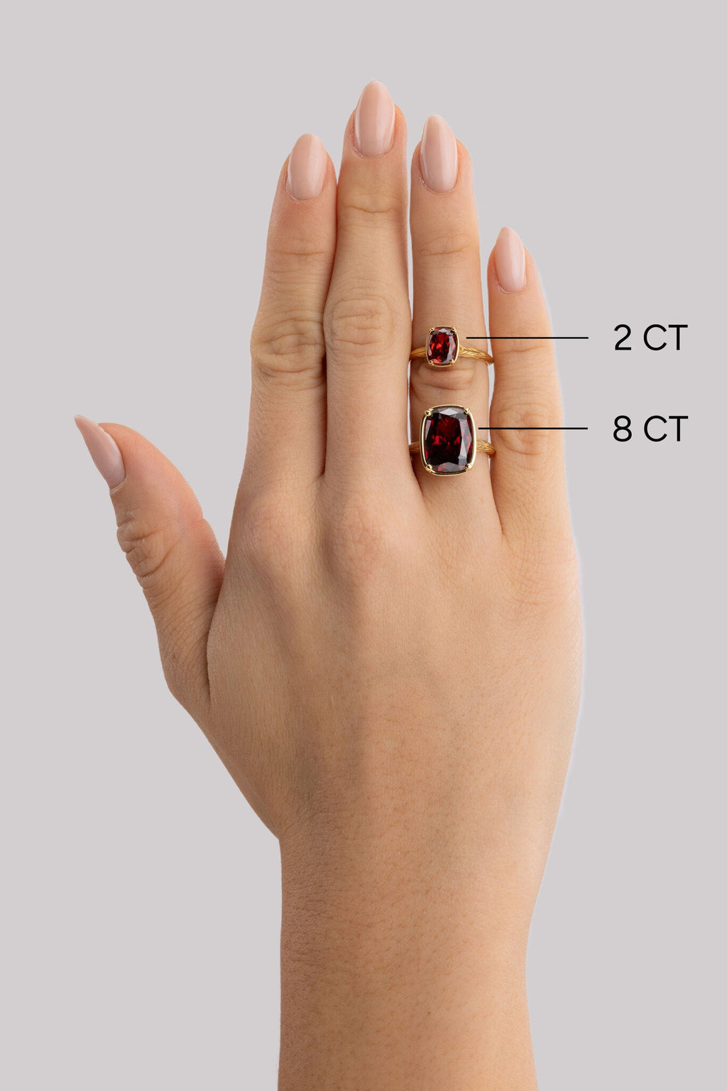 Sterling Silver Mini Garnet Elongated Cushion Ring