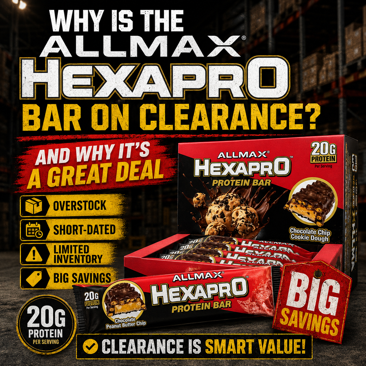 Allmax Hexapro Protein Bar, Box of 12