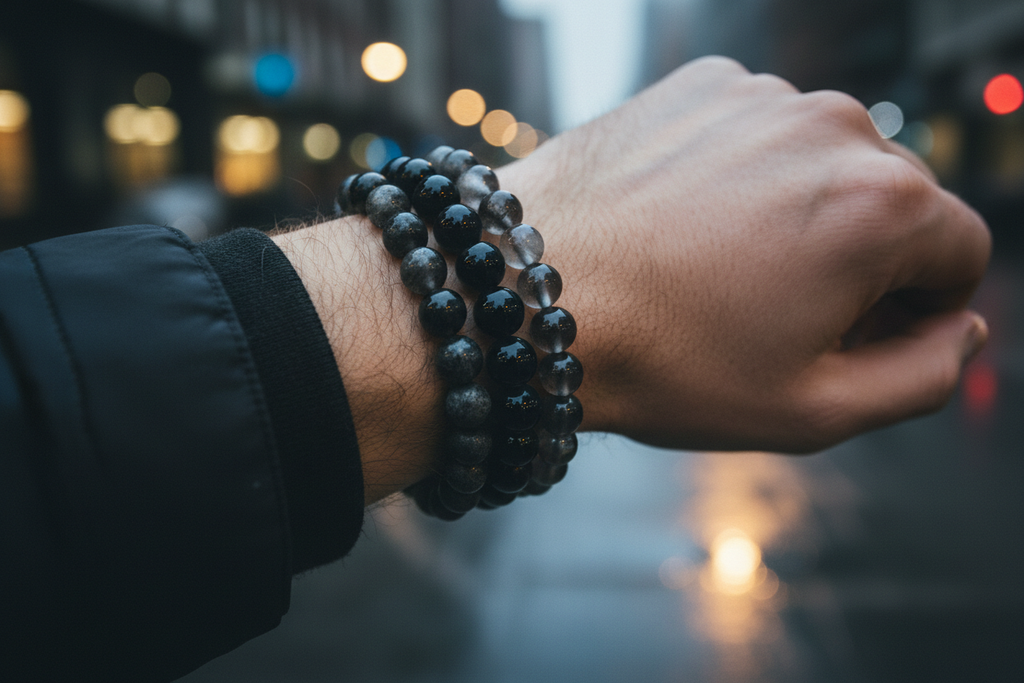 Black Obsidian Round Bead Bracelet - Strong Protection