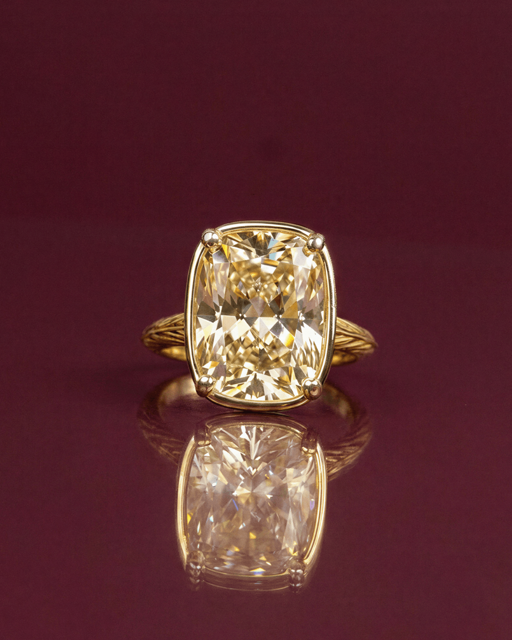 Sterling Silver Elongated Cushion Light Yellow CZ Cocktail Ring