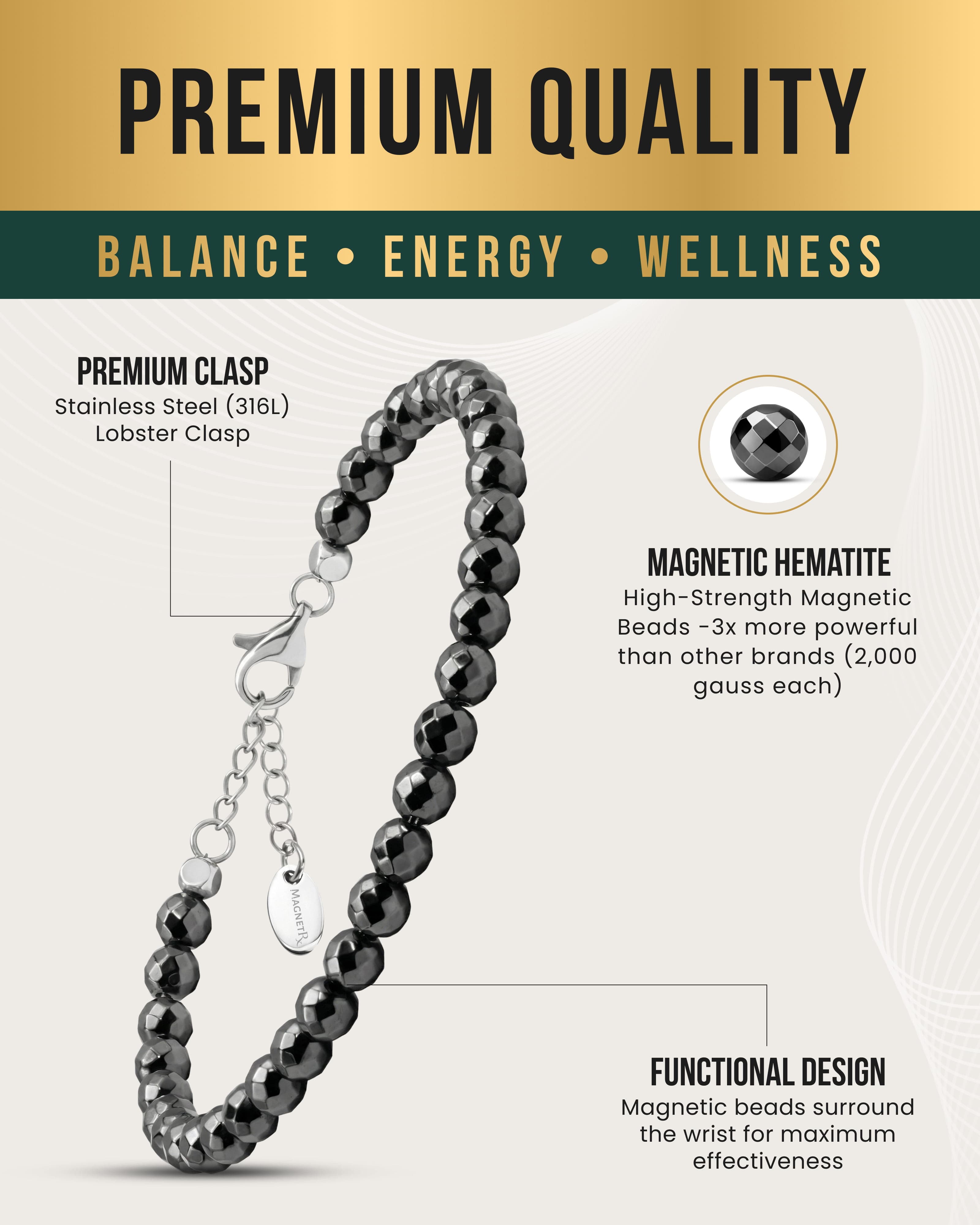 Hematite Magnetic Anklet (6mm Faceted Beads)