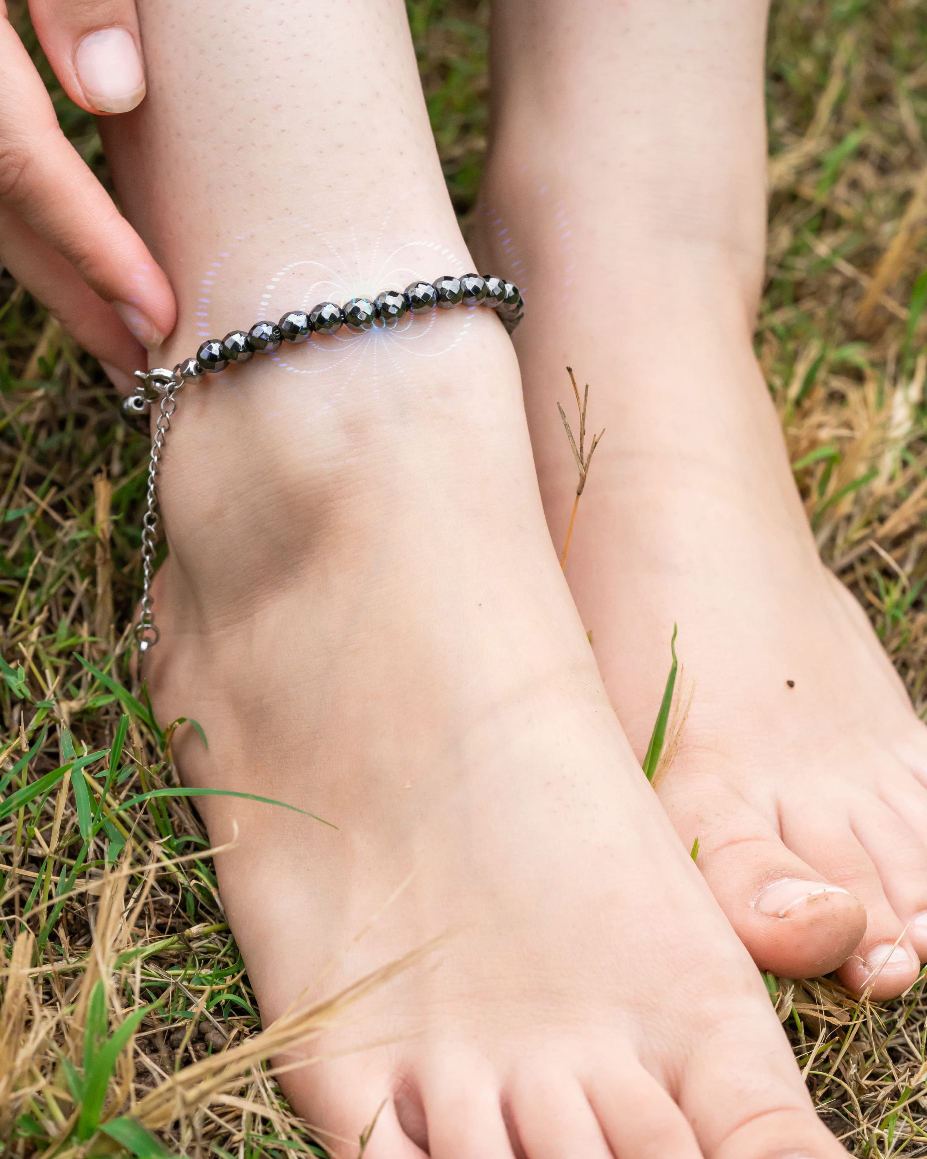 Hematite Magnetic Anklet (6mm Faceted Beads)