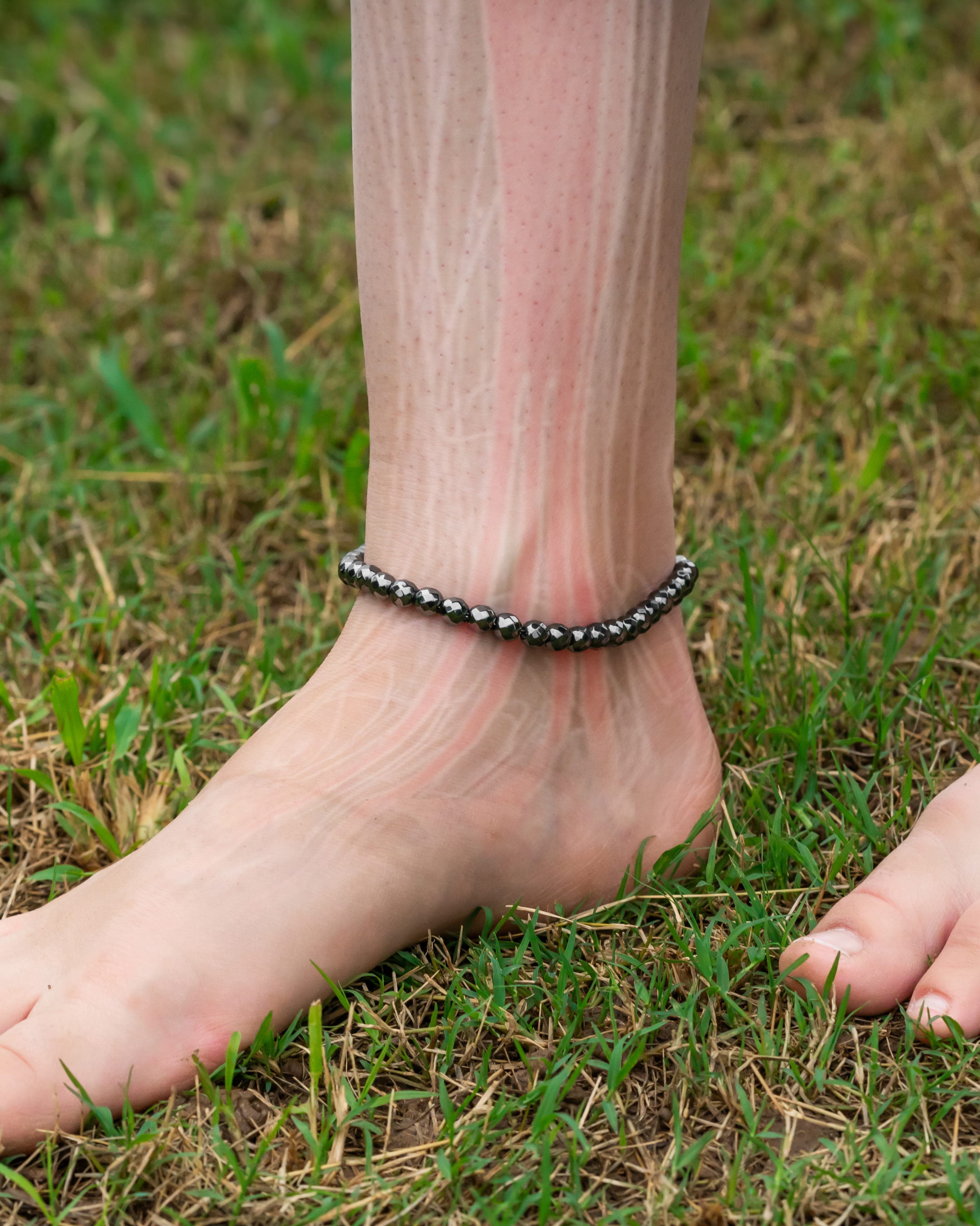Hematite Magnetic Anklet (6mm Faceted Beads)