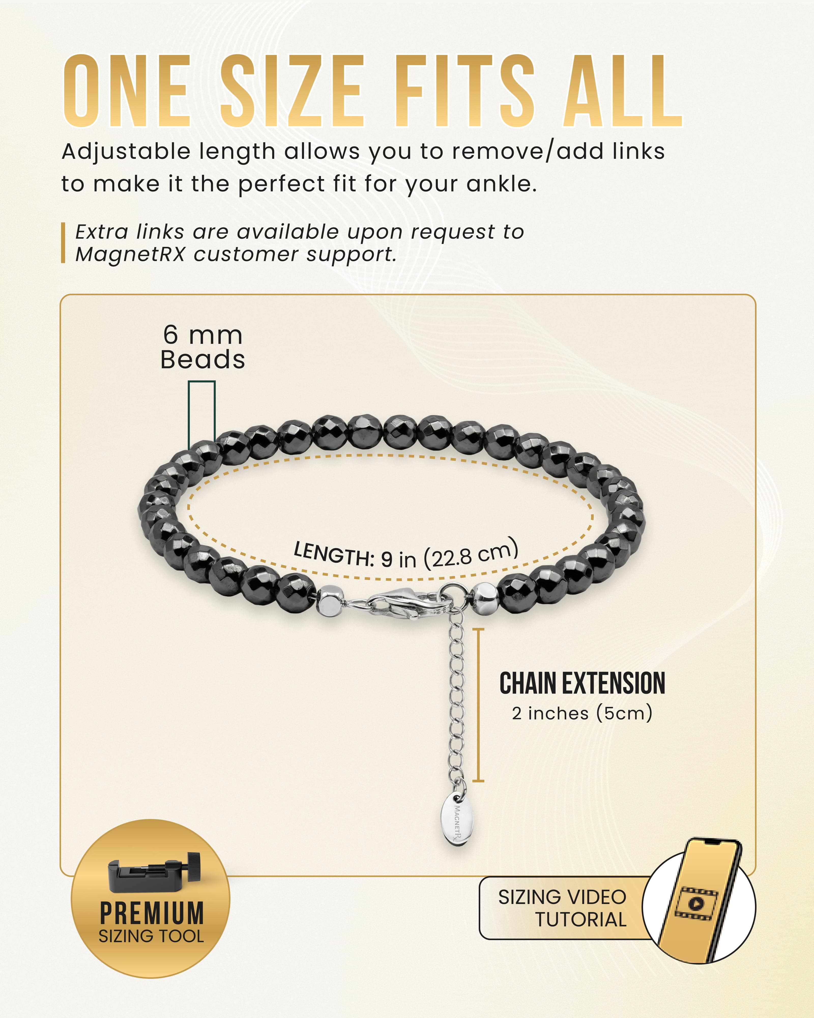 Hematite Magnetic Anklet (6mm Faceted Beads)