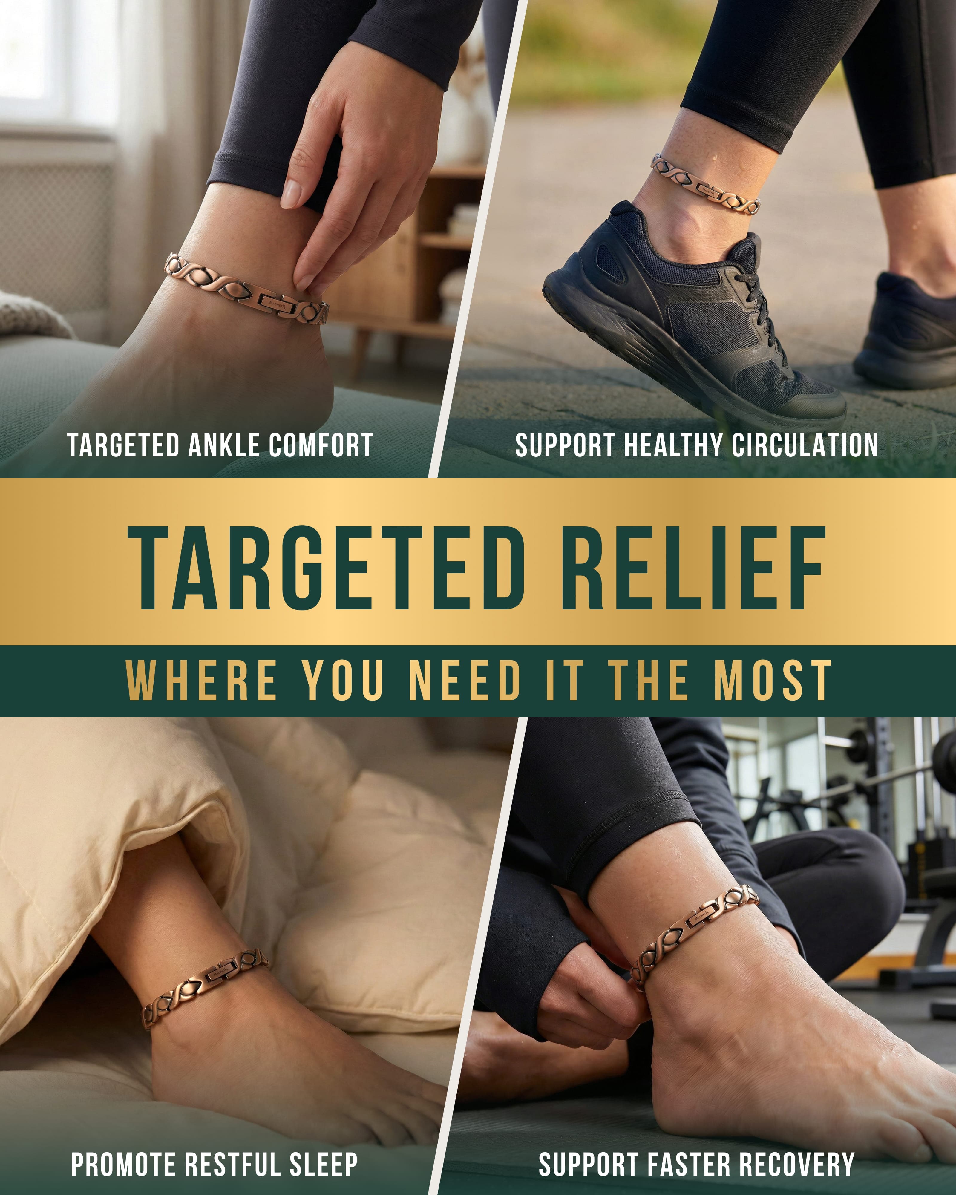 Ultra Strength Copper Magnetic Therapy Anklet for Women