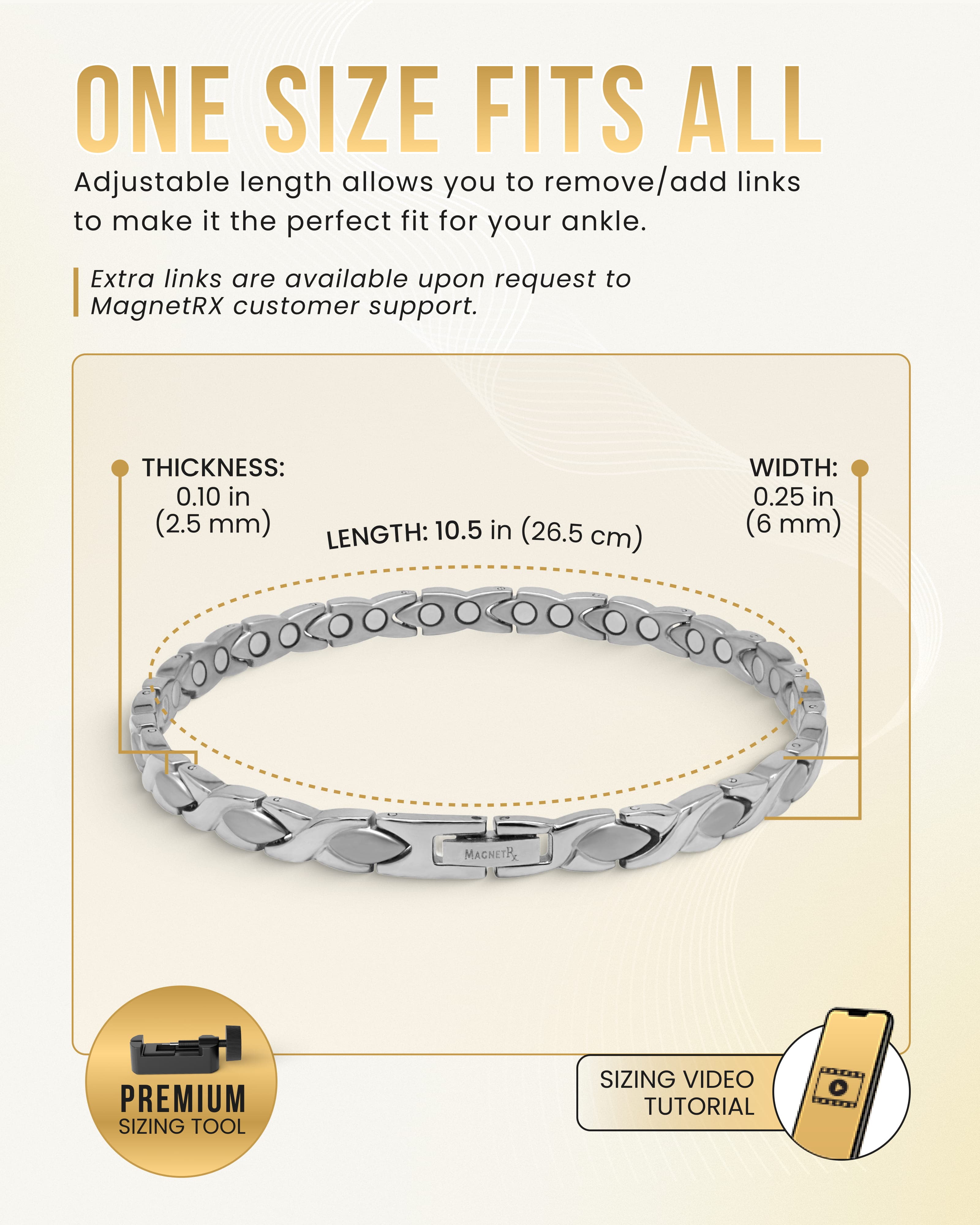 Ultra Strength Titanium Magnetic Therapy Anklet for Women (Silver)