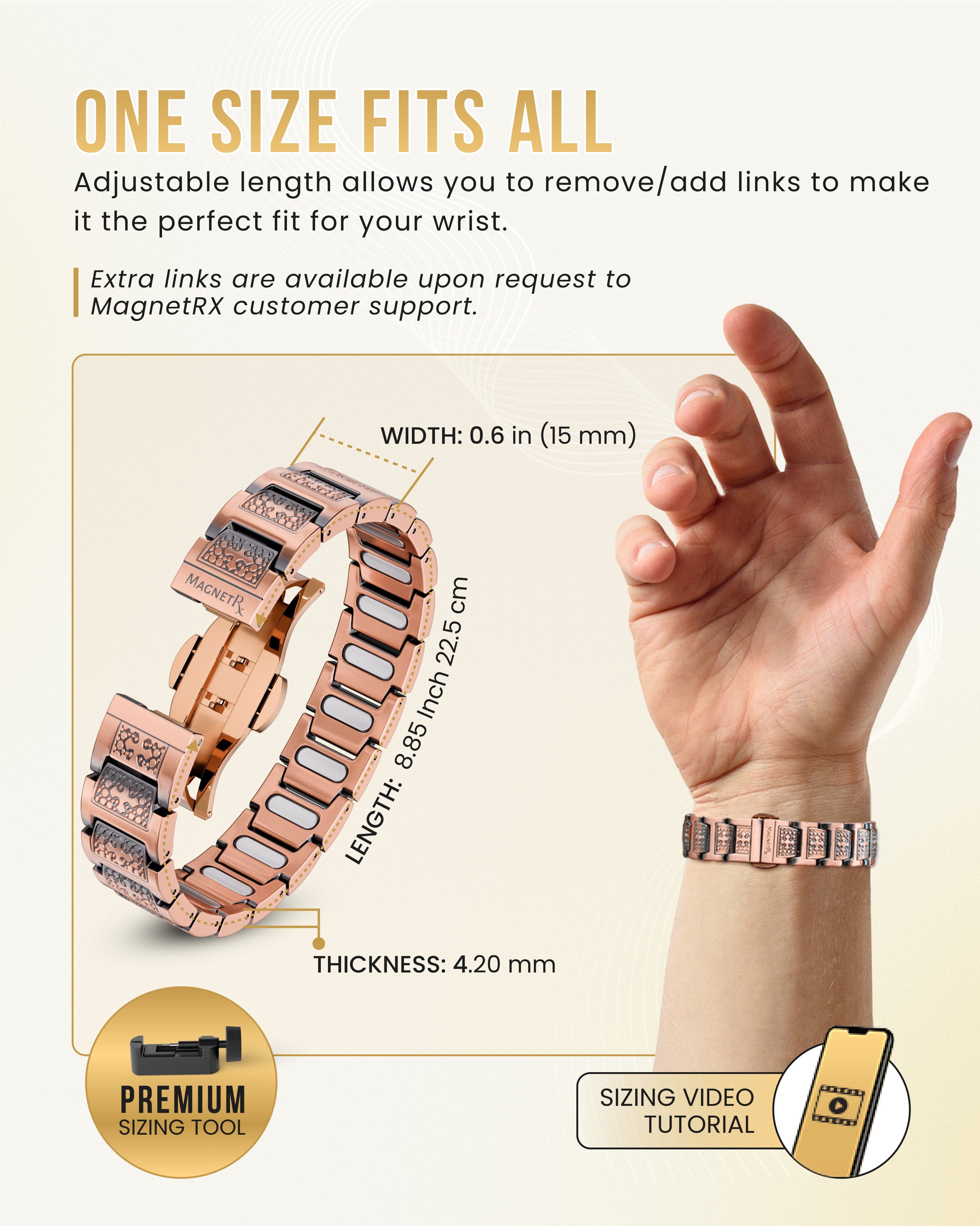 EllipseMAX Magnetic Copper Bracelet for Men (Cross)