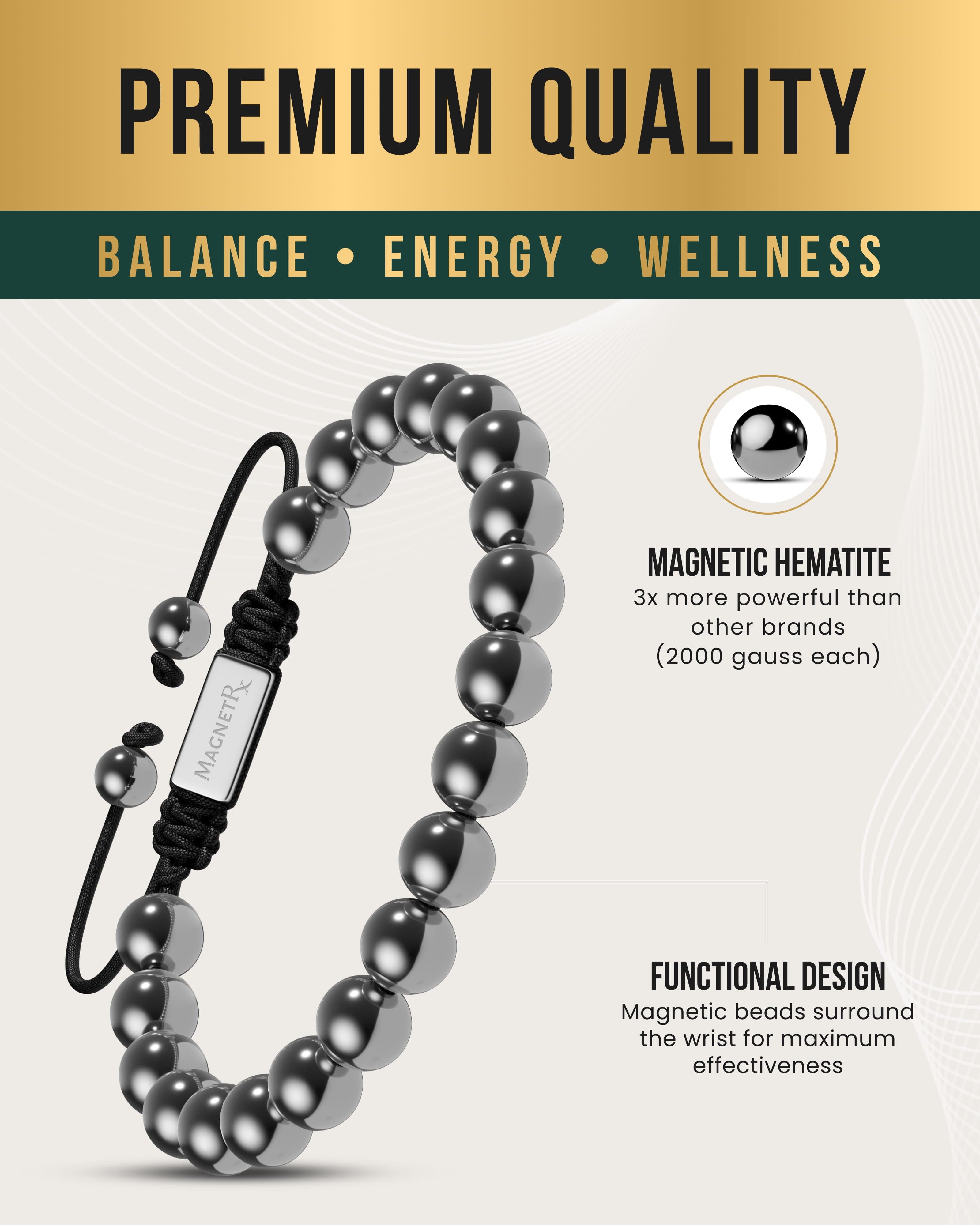 High Power Magnetic Hematite Bracelet Classic 8mm Bead