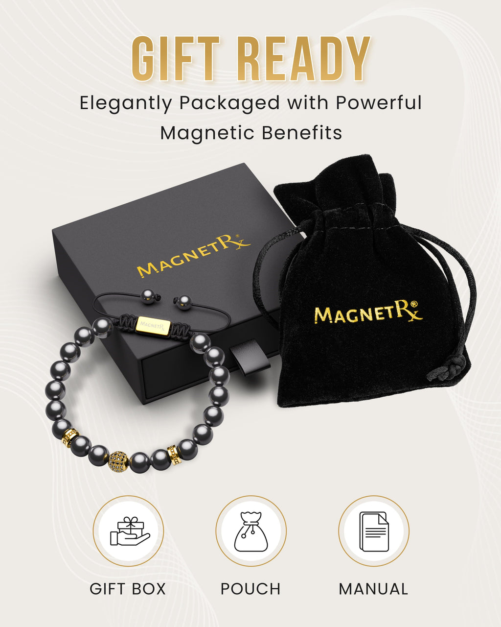 High Power Magnetic Hematite Bracelet Gold Zeus