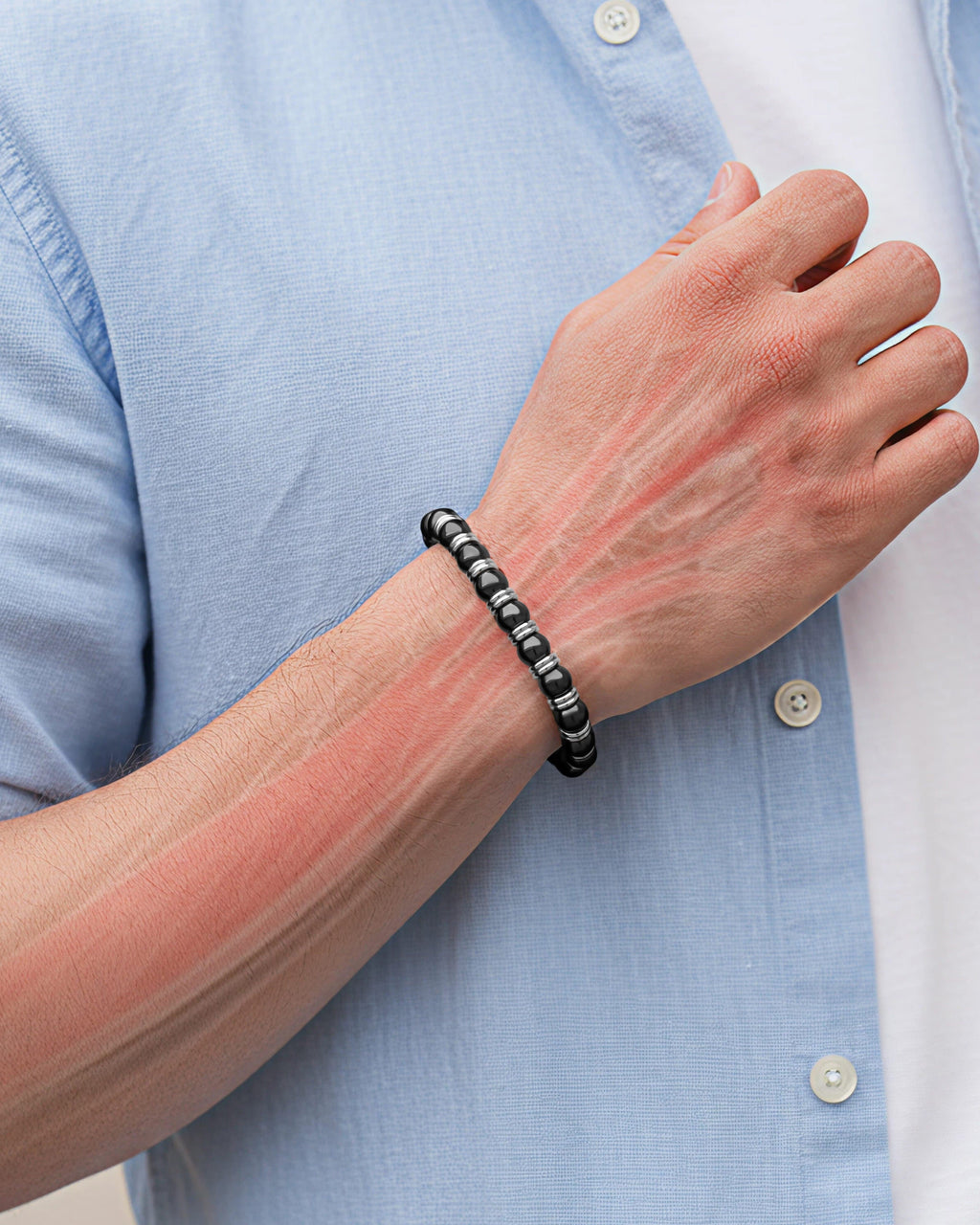 High Power Magnetic Hematite Bracelet Silver Titan