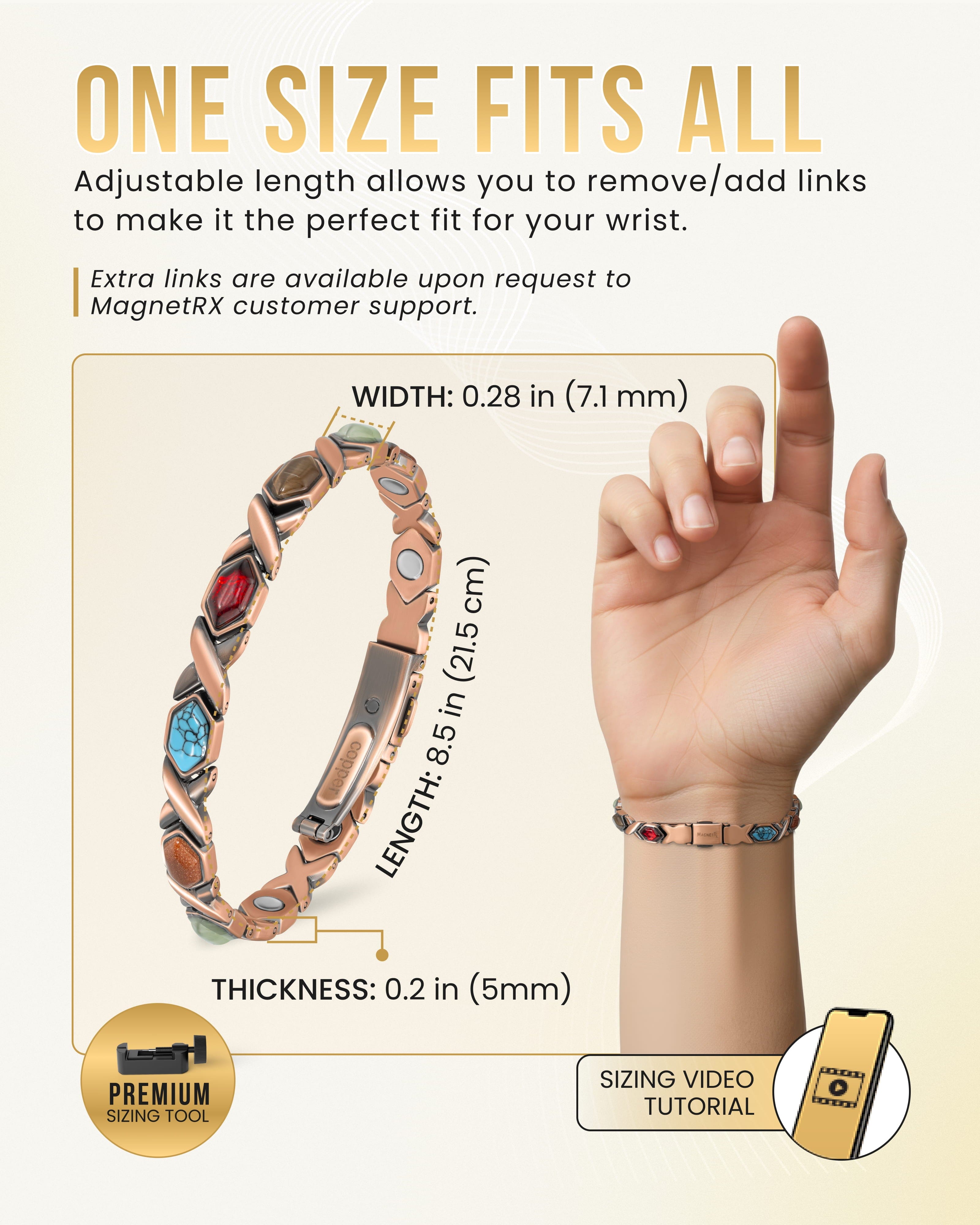 Women's Ultra Strength Pure Copper Magnetic Bracelet (Mixed Stones)