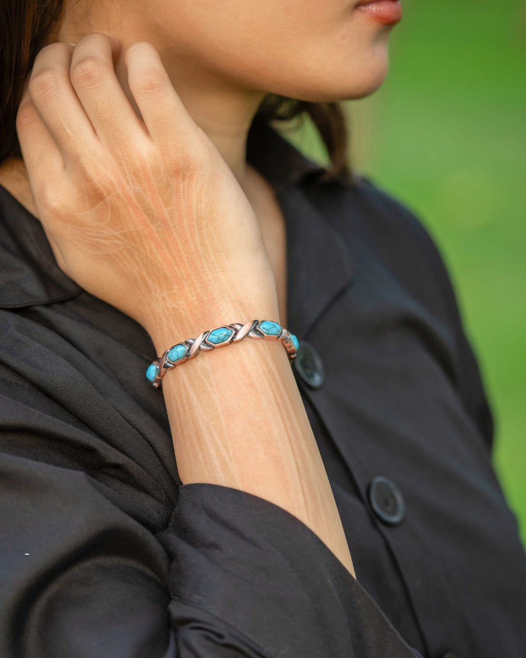 Women's Ultra Strength Pure Copper Magnetic Bracelet (Turquoise XO)