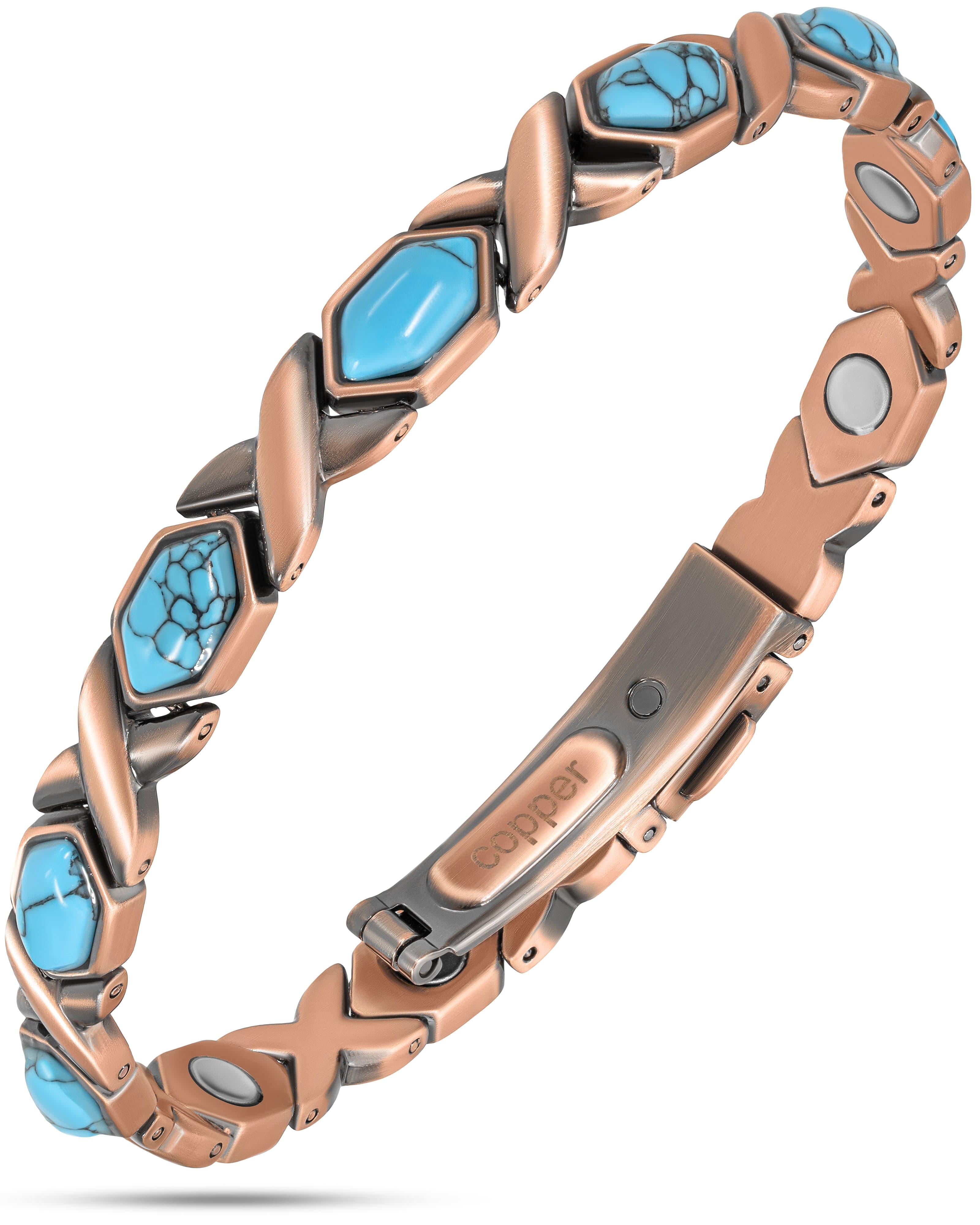 Women's Ultra Strength Pure Copper Magnetic Bracelet (Turquoise XO)