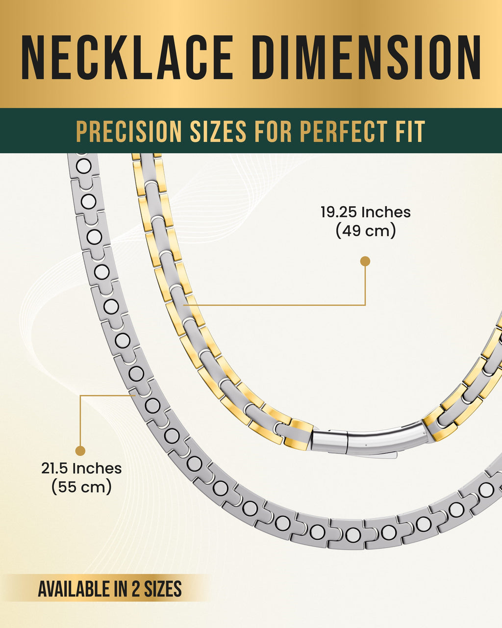 Powerful Silver & Gold Titanium Magnetic Therapy Necklace