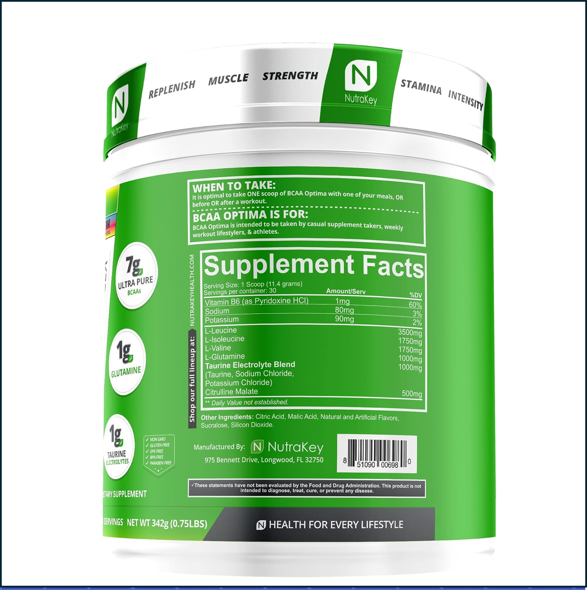 Nutrakey BCAA Optima, 30 Servings