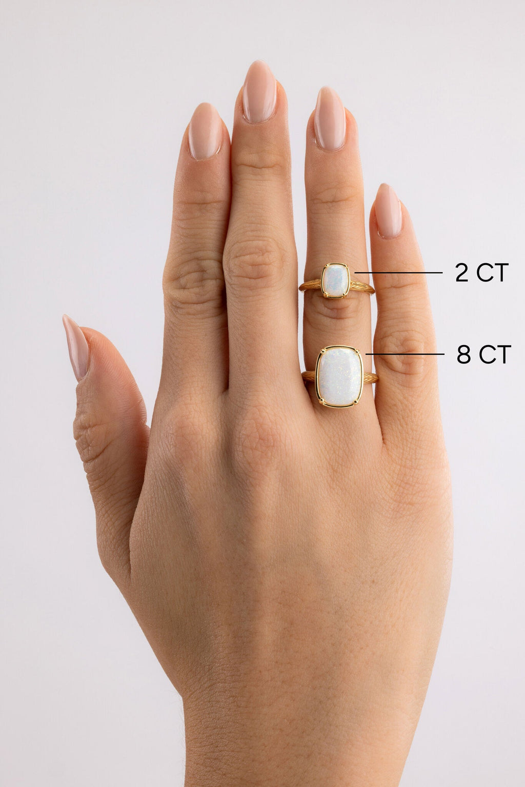 Sterling Silver Mini Opal Elongated Cushion Ring
