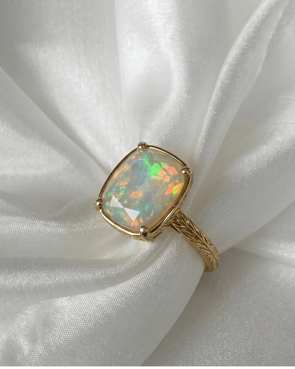 Sterling Silver Elongated Cushion Opal Cocktail Ring