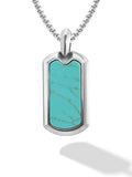 Turquoise Dog Tag Pendant Necklace