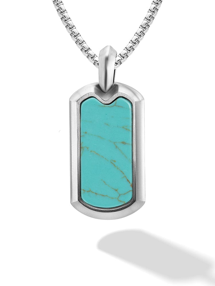Turquoise Dog Tag Pendant Necklace