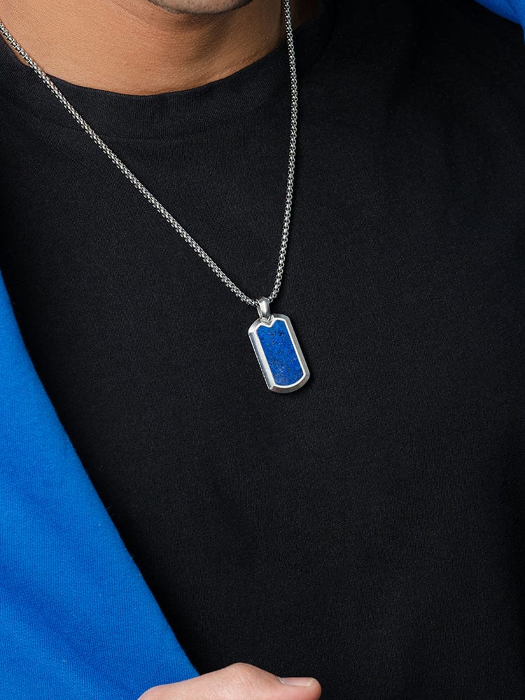 Lapis Lazuli Dog Tag Pendant Necklace