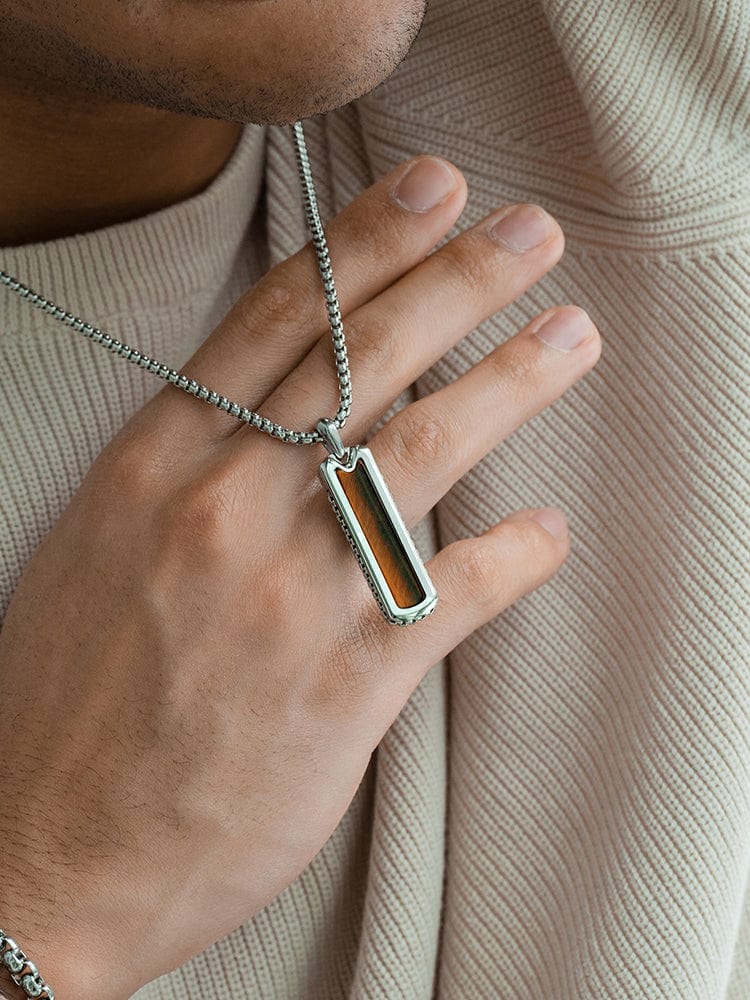 Tiger Eye Column Pendant Necklace