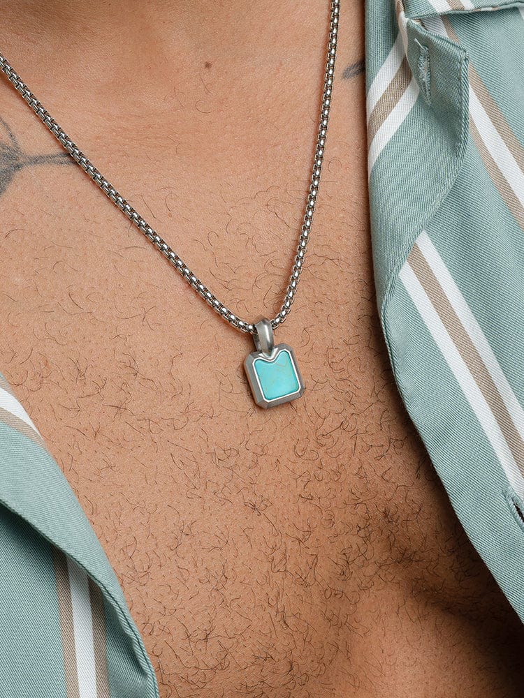 Turquoise Square Pendant Necklace