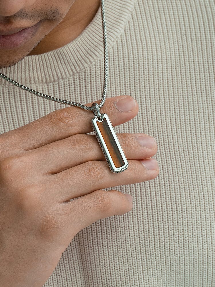 Tiger Eye Column Pendant Necklace
